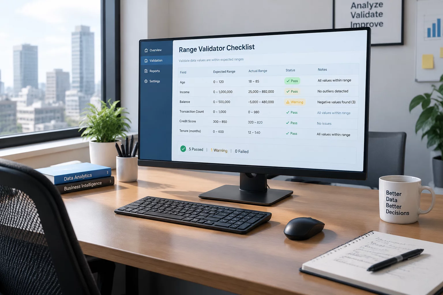 High-Low Range Validator metrics display