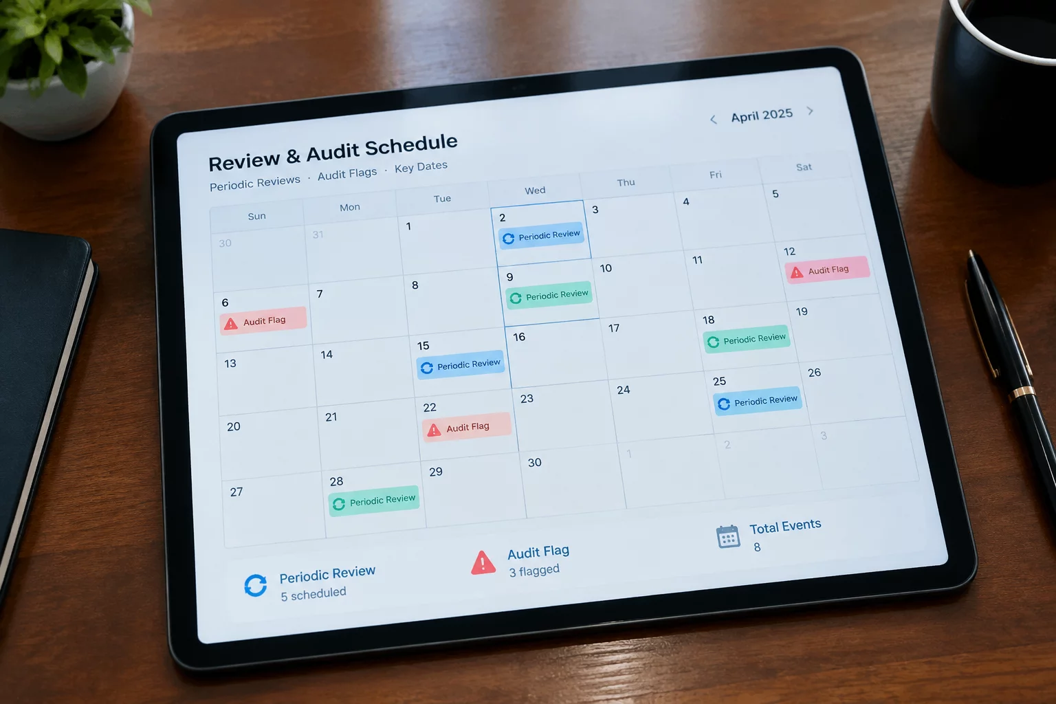 Setting Objective Review Dates in Technical Ledgers